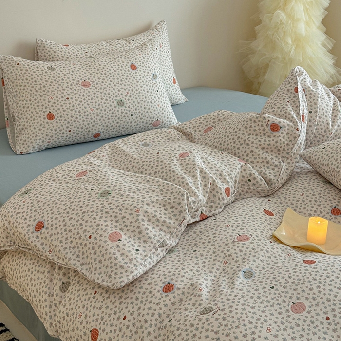 塞纳 2026新款.全棉有氧双层纱四件套-场景二-南瓜派对-黄