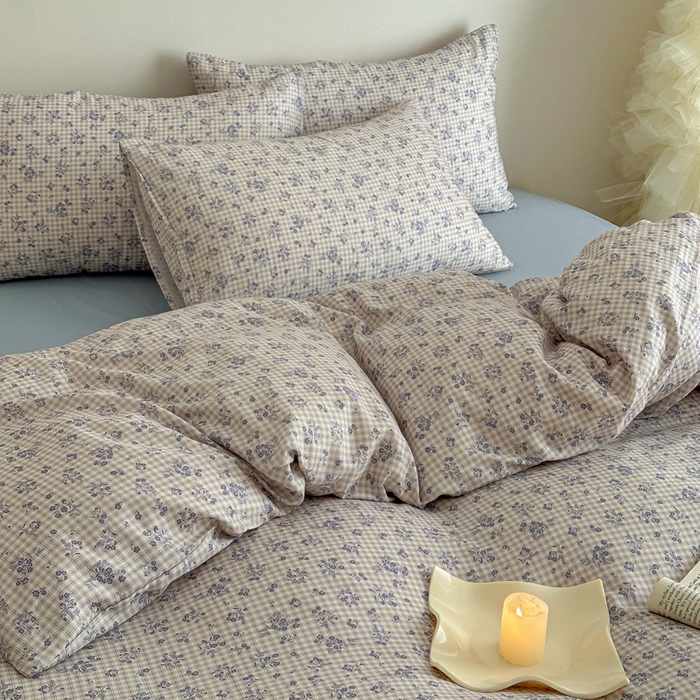 塞纳 2026新款.全棉有氧双层纱四件套-场景二-倩影-兰