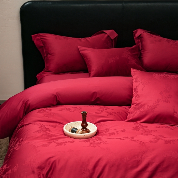 91家纺网 家纺一手货源 找家纺 （总）三味舒屋 2025新款全棉纯棉50S贡锻提花婚庆套件四件套-喜结连理