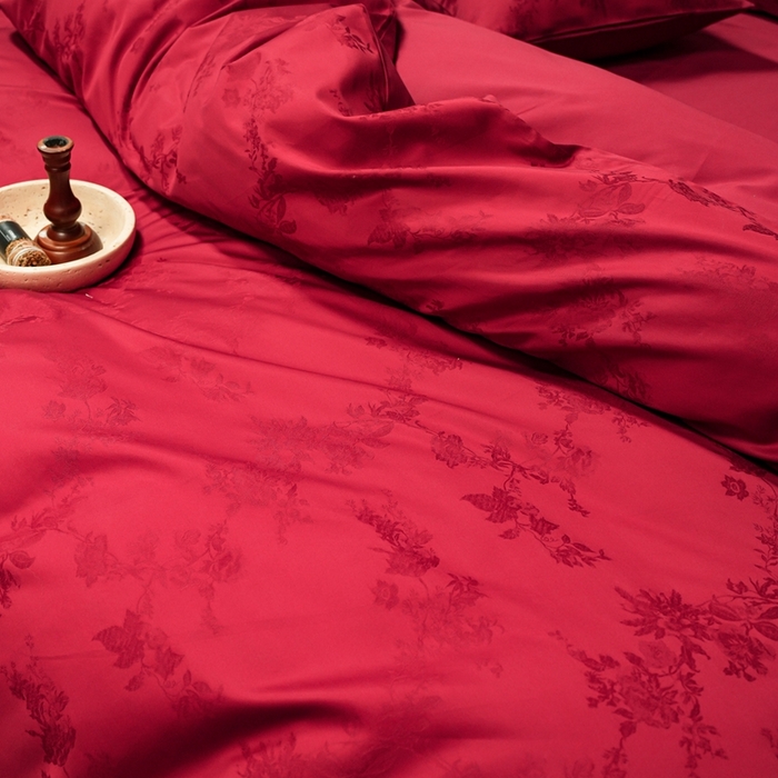 91家纺网 家纺一手货源 找家纺 （总）三味舒屋 2025新款全棉纯棉50S贡锻提花婚庆套件四件套-喜结连理