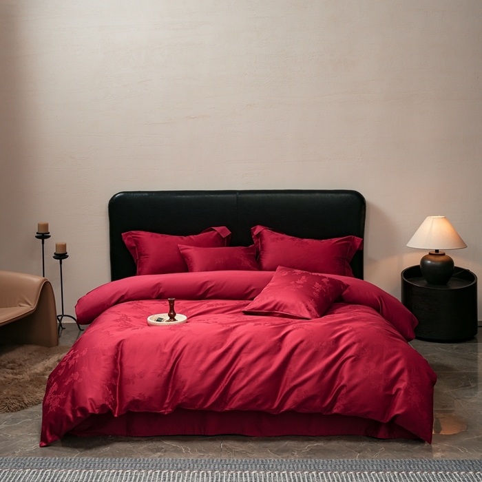 91家纺网 家纺一手货源 找家纺 （总）三味舒屋 2025新款全棉纯棉50S贡锻提花婚庆套件四件套-喜结连理