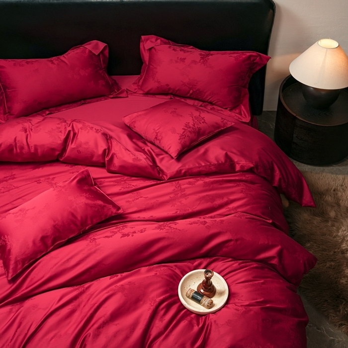 91家纺网 家纺一手货源 找家纺 （总）三味舒屋 2025新款全棉纯棉50S贡锻提花婚庆套件四件套-喜结连理