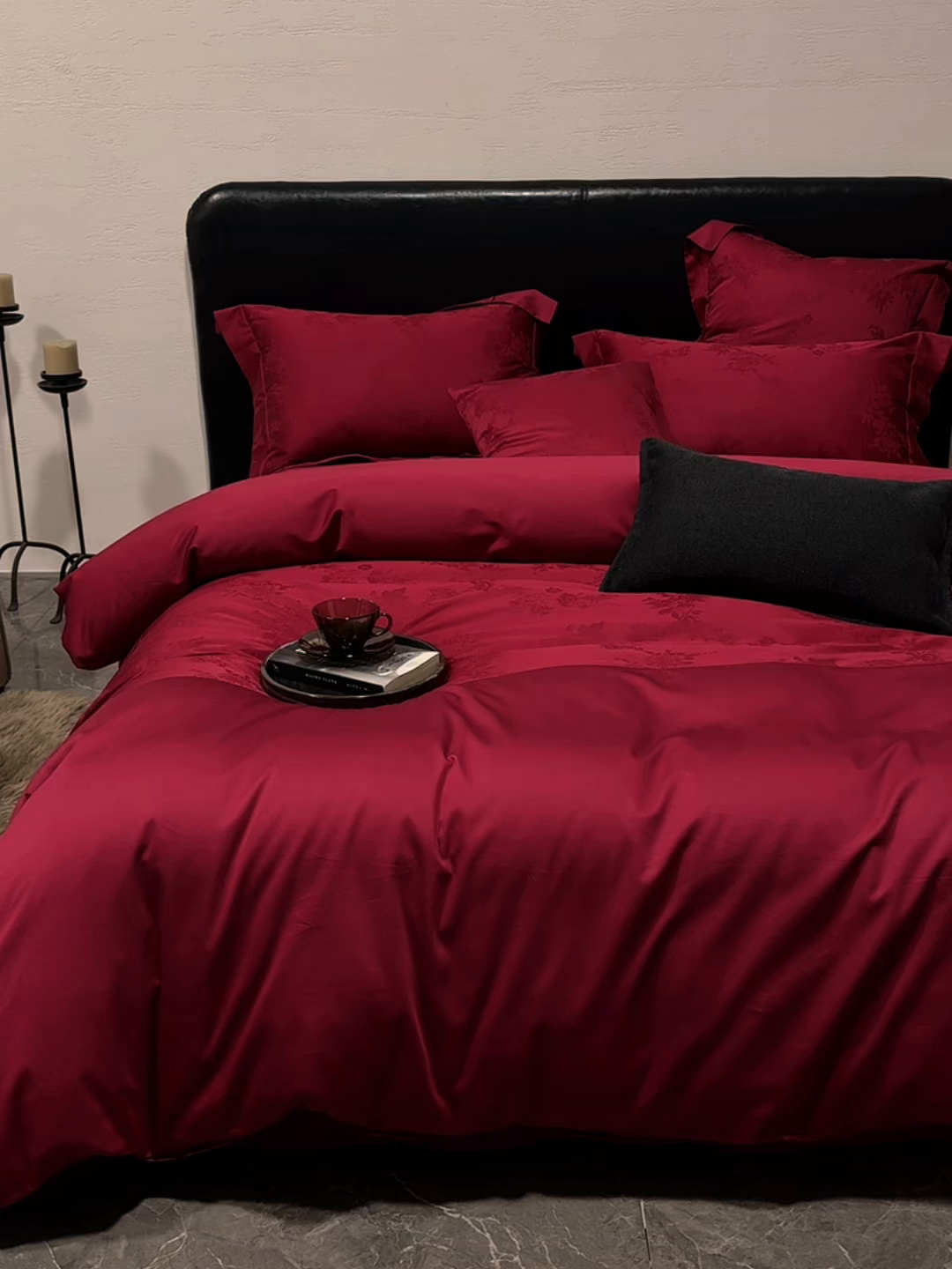 91家纺网 家纺一手货源 找家纺 （总）三味舒屋 2025新款全棉纯棉50S贡锻提花刺绣婚庆套件四件套-福喜满满