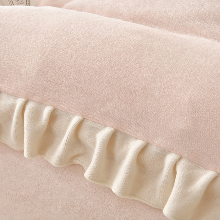 91家纺网 家纺一手货源 找家纺 （总）畅畅家纺 2025新款亲肤舒适冬季刺绣花边保暖牛奶绒四件套-花束