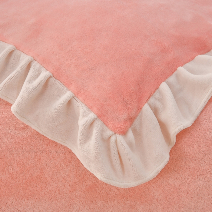 91家纺网 家纺一手货源 找家纺 畅畅家纺 2025新款亲肤舒适冬季刺绣花边保暖牛奶绒四件套-花束 花束-粉