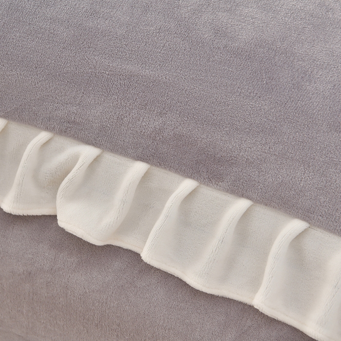 91家纺网 家纺一手货源 找家纺 畅畅家纺 2025新款亲肤舒适冬季刺绣花边保暖牛奶绒四件套-花束 花束-灰