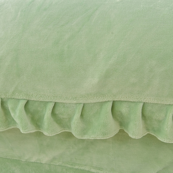 91家纺网 家纺一手货源 找家纺 畅畅家纺 2025新款亲肤舒适冬季刺绣花边保暖牛奶绒四件套-爱心之旅 爱心之旅-浅绿