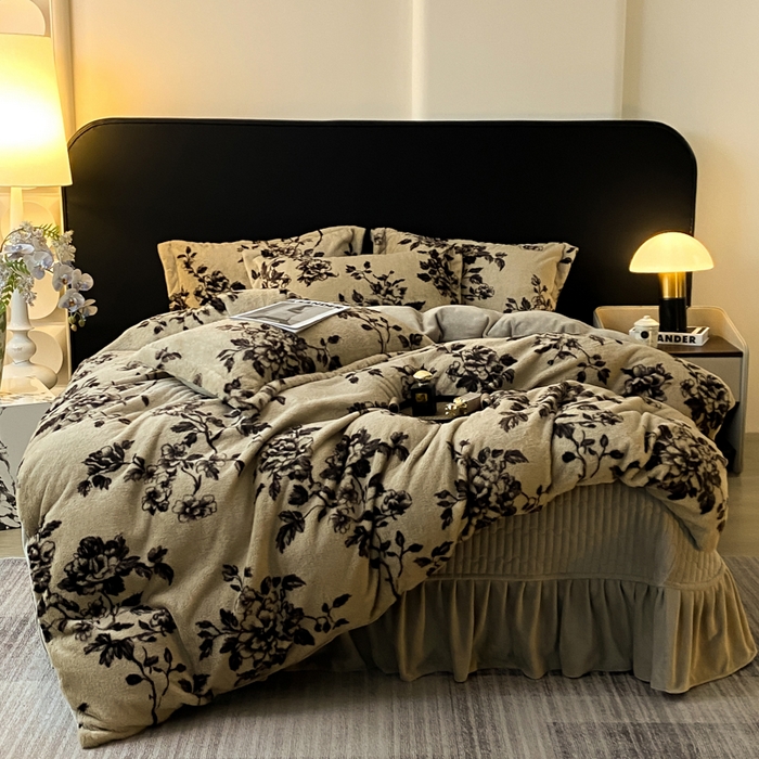 91家纺网 家纺一手货源 找家纺 （总）大麦家纺 25年新款高克重兔毛牛奶绒床盖四件套