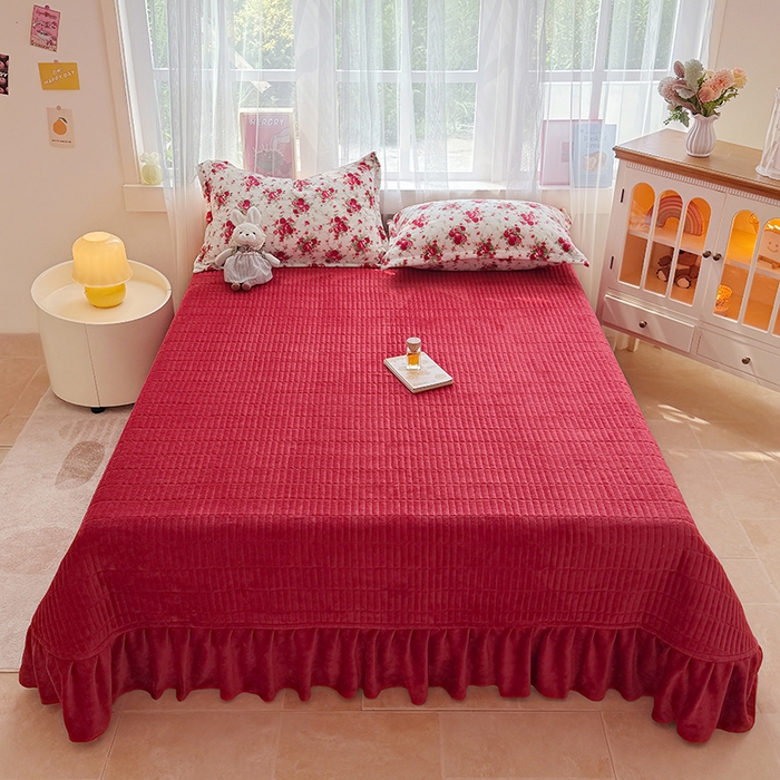 梵克保罗 2025新款牛奶绒碎花床单床盖四件套-花妖款 梦落花香