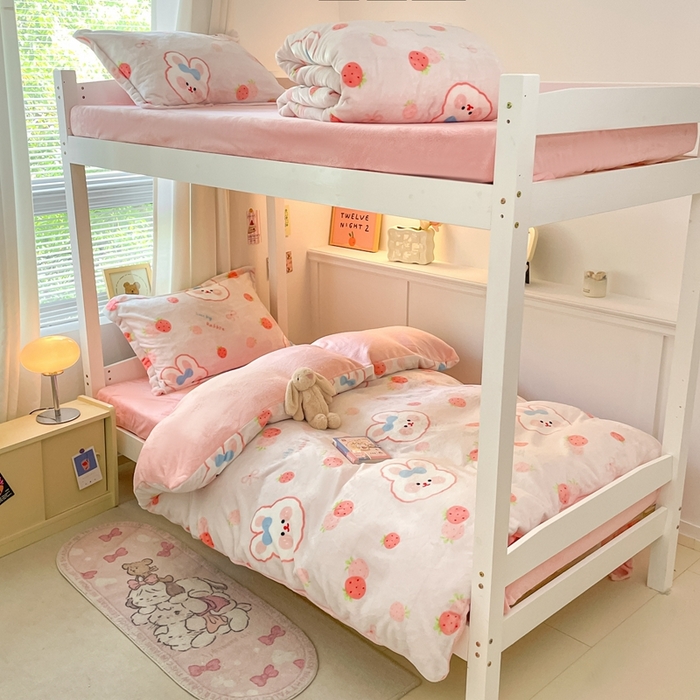 91家纺网 家纺一手货源 找家纺 （总）寻米 2025新款高克重加厚保暖牛奶绒学生宿舍单床笠单件床笠系列二