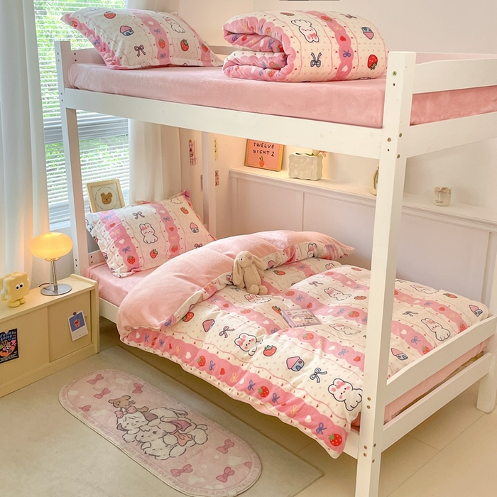 91家纺网 家纺一手货源 找家纺 （总）寻米 2025新款高克重加厚保暖牛奶绒学生宿舍单床笠单件床笠系列二