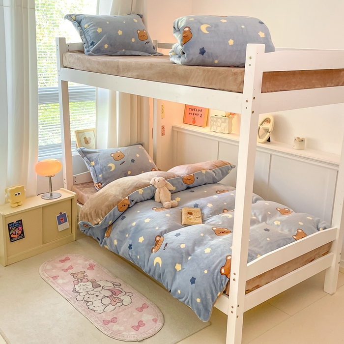 91家纺网 家纺一手货源 找家纺 （总）寻米 2025新款高克重加厚保暖牛奶绒学生宿舍单床笠单件床笠系列二