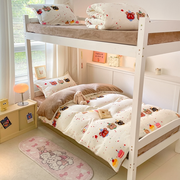 91家纺网 家纺一手货源 找家纺 （总）寻米 2025新款高克重加厚保暖牛奶绒学生宿舍单床笠单件床笠系列二