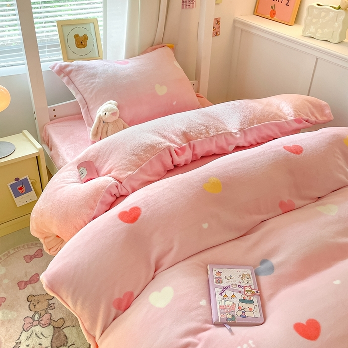 91家纺网 家纺一手货源 找家纺 （总）寻米 2025新款高克重加厚保暖牛奶绒学生宿舍单床笠单件床笠系列二