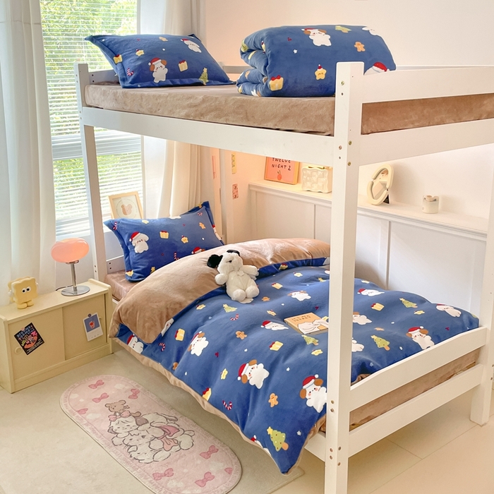 91家纺网 家纺一手货源 找家纺 （总）寻米 2025新款高克重加厚保暖牛奶绒学生宿舍单床笠单件床笠系列二