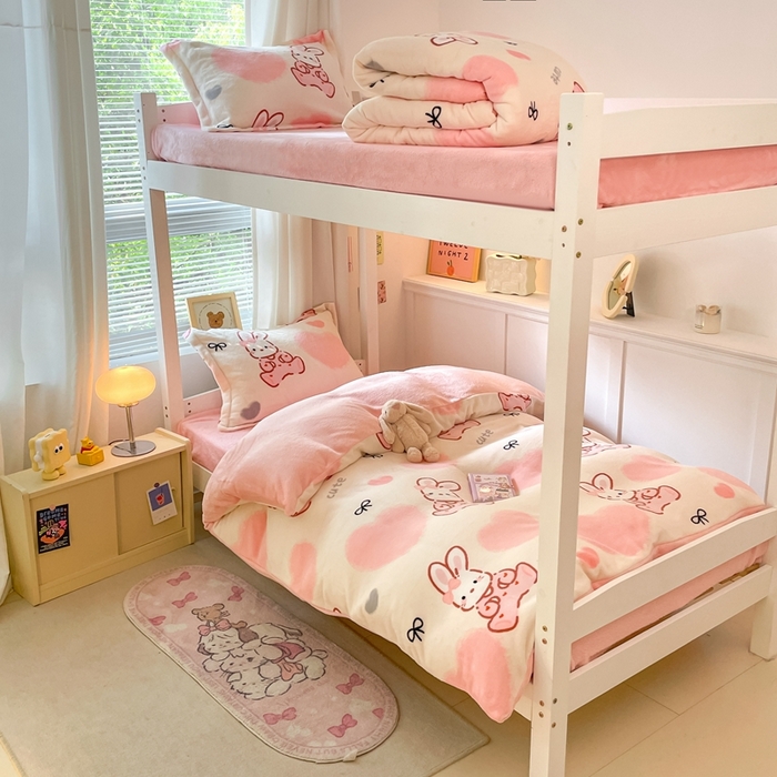 91家纺网 家纺一手货源 找家纺 （总）寻米 2025新款高克重加厚保暖牛奶绒学生宿舍单床笠单件床笠系列二