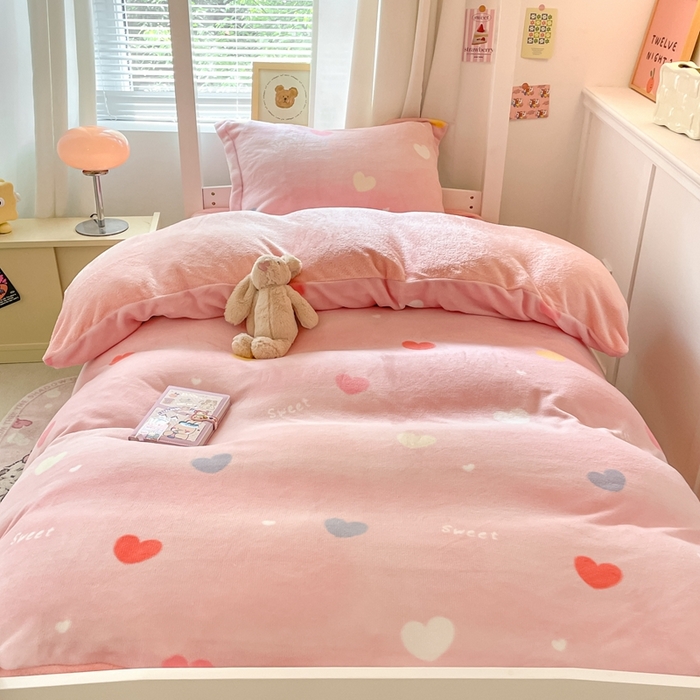 91家纺网 家纺一手货源 找家纺 （总）寻米 2025新款高克重加厚保暖牛奶绒学生宿舍单床笠单件床笠系列二