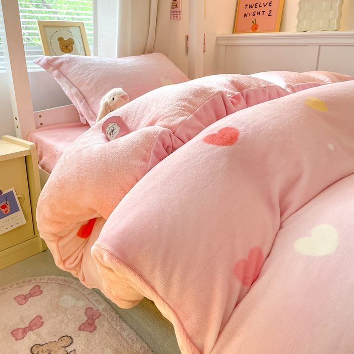 91家纺网 家纺一手货源 找家纺 （总）寻米 2025新款高克重加厚保暖牛奶绒学生宿舍单床笠单件床笠系列二