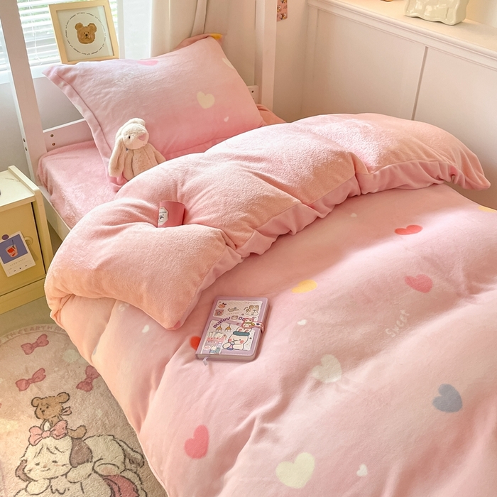 91家纺网 家纺一手货源 找家纺 （总）寻米 2025新款高克重加厚保暖牛奶绒学生宿舍单床笠单件床笠系列二