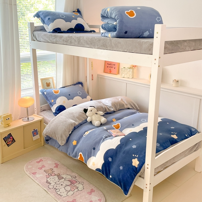 91家纺网 家纺一手货源 找家纺 （总）寻米 2025新款高克重加厚保暖牛奶绒学生宿舍单床笠单件床笠系列二