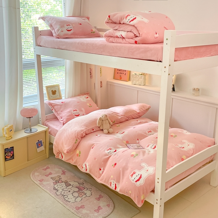 寻米 2025新款高克重加厚保暖牛奶绒学生宿舍单床笠单件床笠系列二 甜味小猫