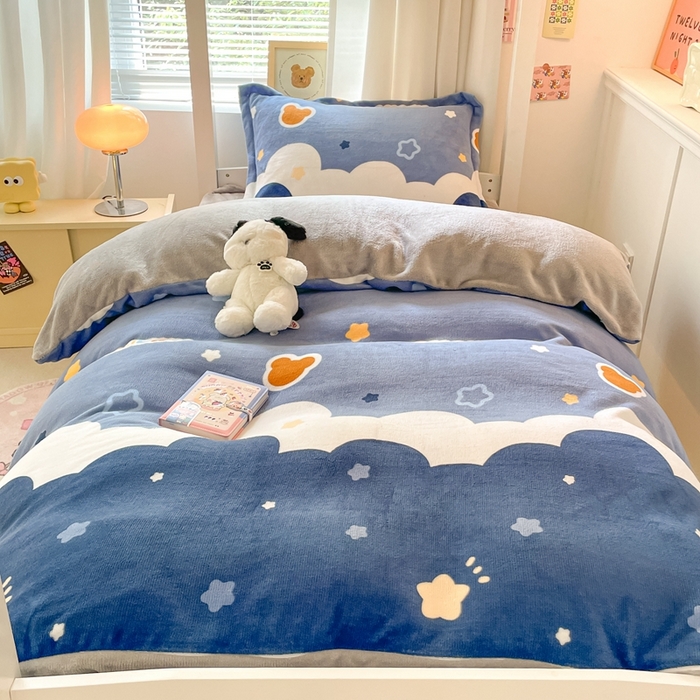 91家纺网 家纺一手货源 找家纺 寻米 2025新款高克重加厚保暖牛奶绒学生宿舍单床笠单件床笠系列二 小熊梦境