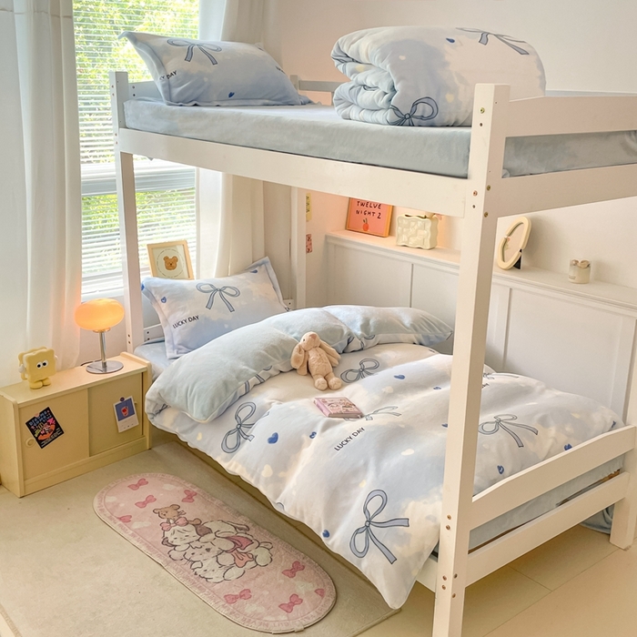 寻米 2025新款高克重加厚保暖牛奶绒学生宿舍单床笠单件床笠系列二 梦幻蝴蝶结