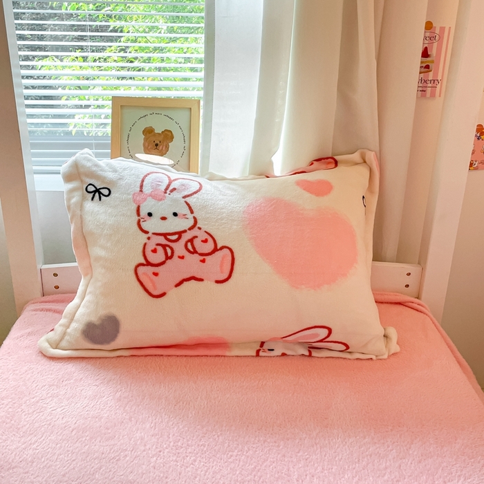 91家纺网 家纺一手货源 找家纺 寻米 2025新款高克重加厚保暖牛奶绒学生宿舍单床笠单件床笠系列二 好眠兔兔