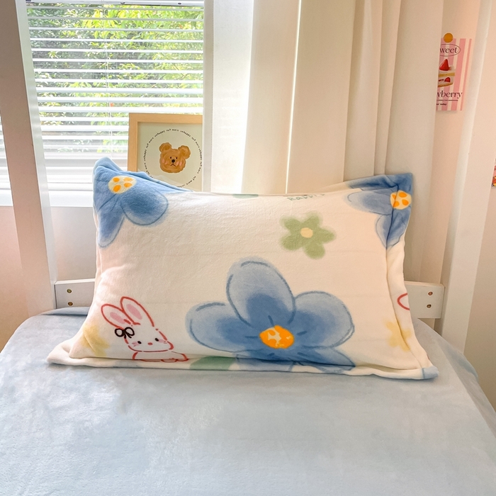 91家纺网 家纺一手货源 找家纺 寻米 2025新款高克重加厚保暖牛奶绒学生宿舍单床笠单件床笠系列二 绵意小兔