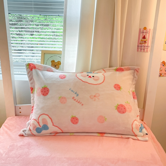 91家纺网 家纺一手货源 找家纺 寻米 2025新款高克重加厚保暖牛奶绒学生宿舍单床笠单件床笠系列二 蜜可小兔