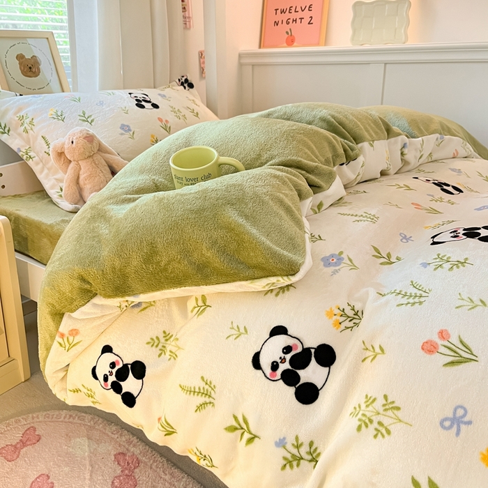 91家纺网 家纺一手货源 找家纺 寻米 2025新款高克重加厚保暖牛奶绒学生宿舍单床笠单件床笠系列二 幸福奶宝