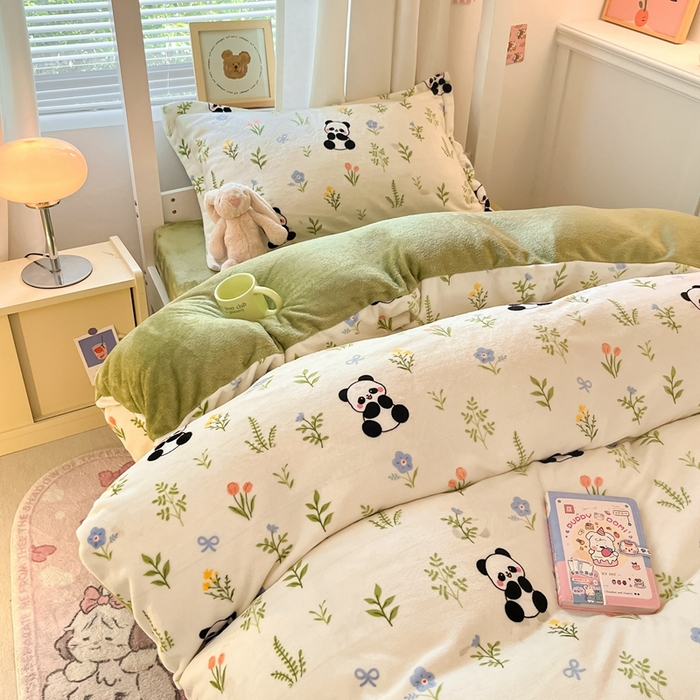 91家纺网 家纺一手货源 找家纺 寻米 2025新款高克重加厚保暖牛奶绒学生宿舍单床笠单件床笠系列二 幸福奶宝