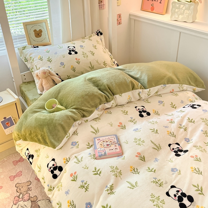 91家纺网 家纺一手货源 找家纺 寻米 2025新款高克重加厚保暖牛奶绒学生宿舍单床笠单件床笠系列二 幸福奶宝