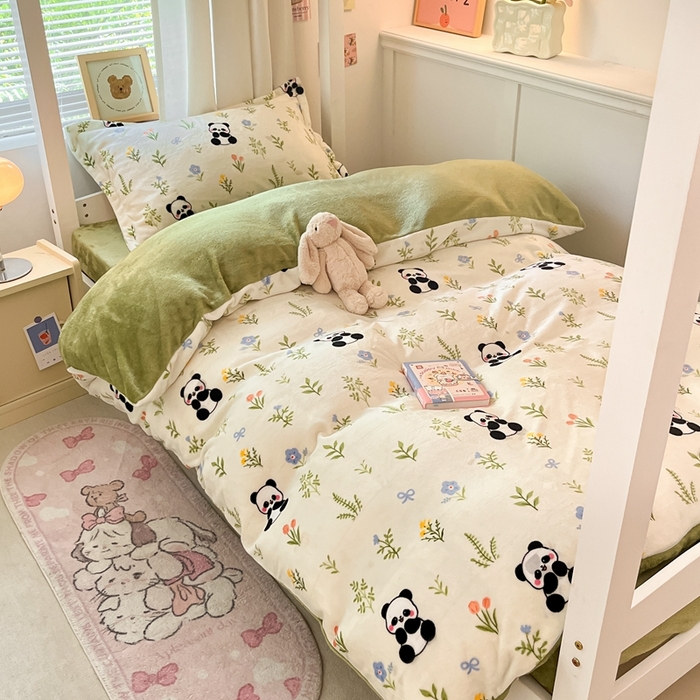 91家纺网 家纺一手货源 找家纺 寻米 2025新款高克重加厚保暖牛奶绒学生宿舍单床笠单件床笠系列二 幸福奶宝