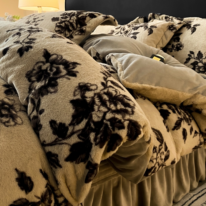 大麦家纺 25年新款高克重兔毛牛奶绒床盖四件套 浮生若梦