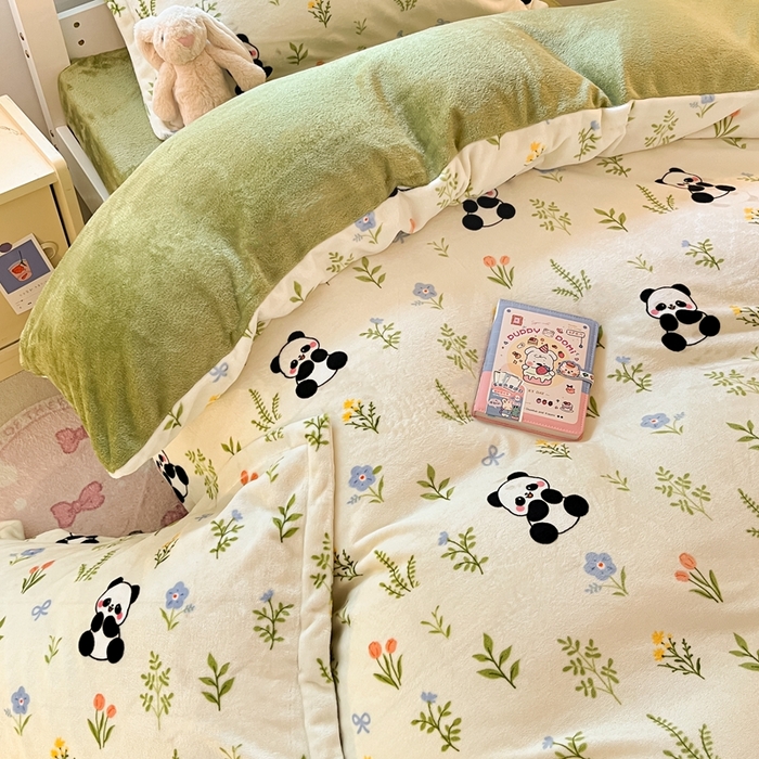 91家纺网 家纺一手货源 找家纺 寻米 2025新款高克重加厚保暖牛奶绒学生宿舍单床笠单件床笠系列二 幸福奶宝