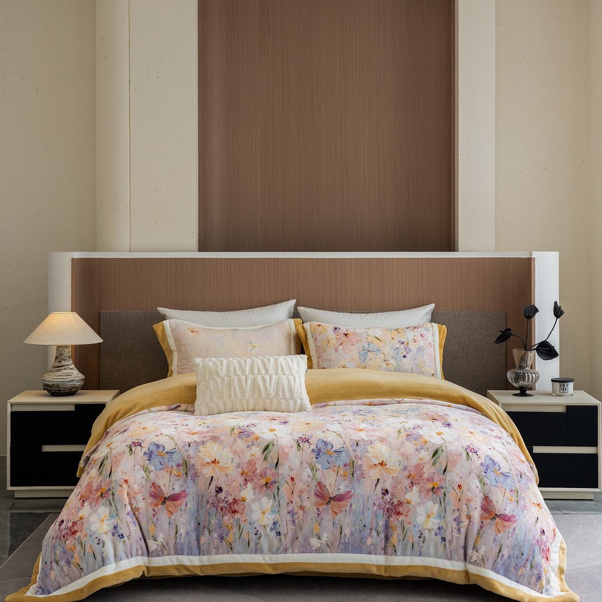 91家纺网 家纺一手货源 找家纺 （总）蓝梦 2025新款全消光数码印花牛奶绒系列四件套