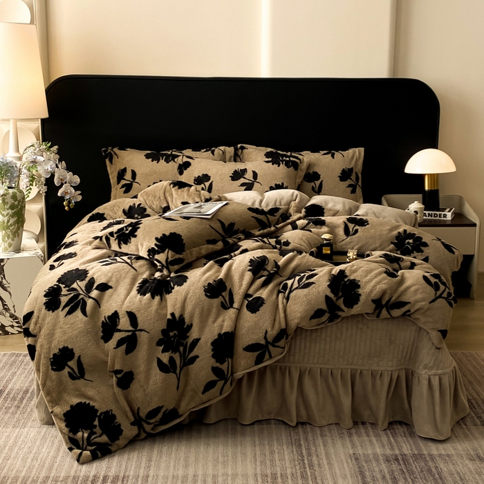 91家纺网 家纺一手货源 找家纺 大麦家纺 25年新款高克重兔毛牛奶绒床盖四件套 流绪微梦