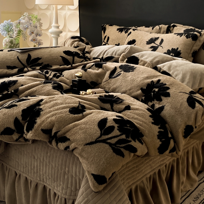 91家纺网 家纺一手货源 找家纺 大麦家纺 25年新款高克重兔毛牛奶绒床盖四件套 流绪微梦