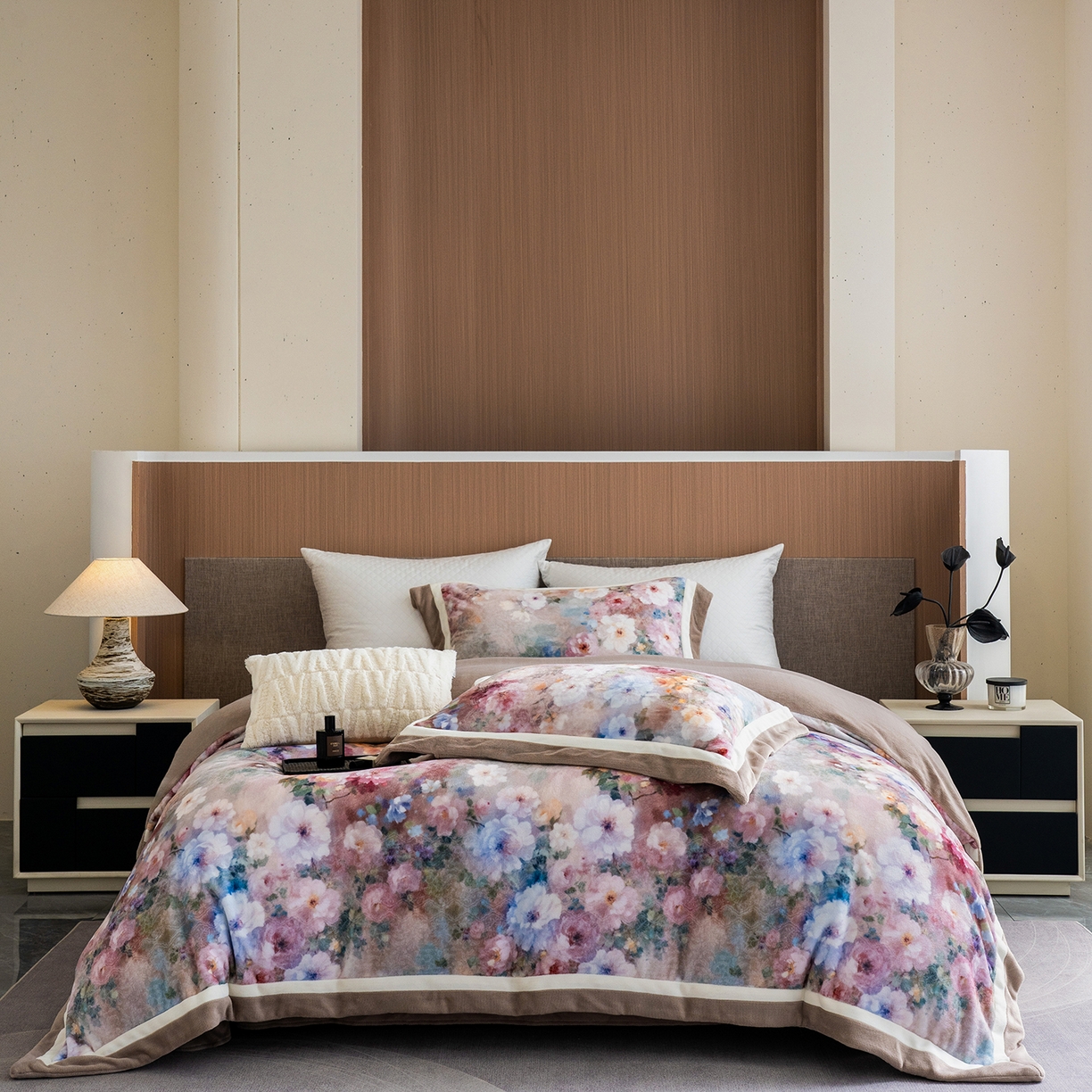 91家纺网 家纺一手货源 找家纺 （总）蓝梦 2025新款全消光数码印花牛奶绒系列四件套