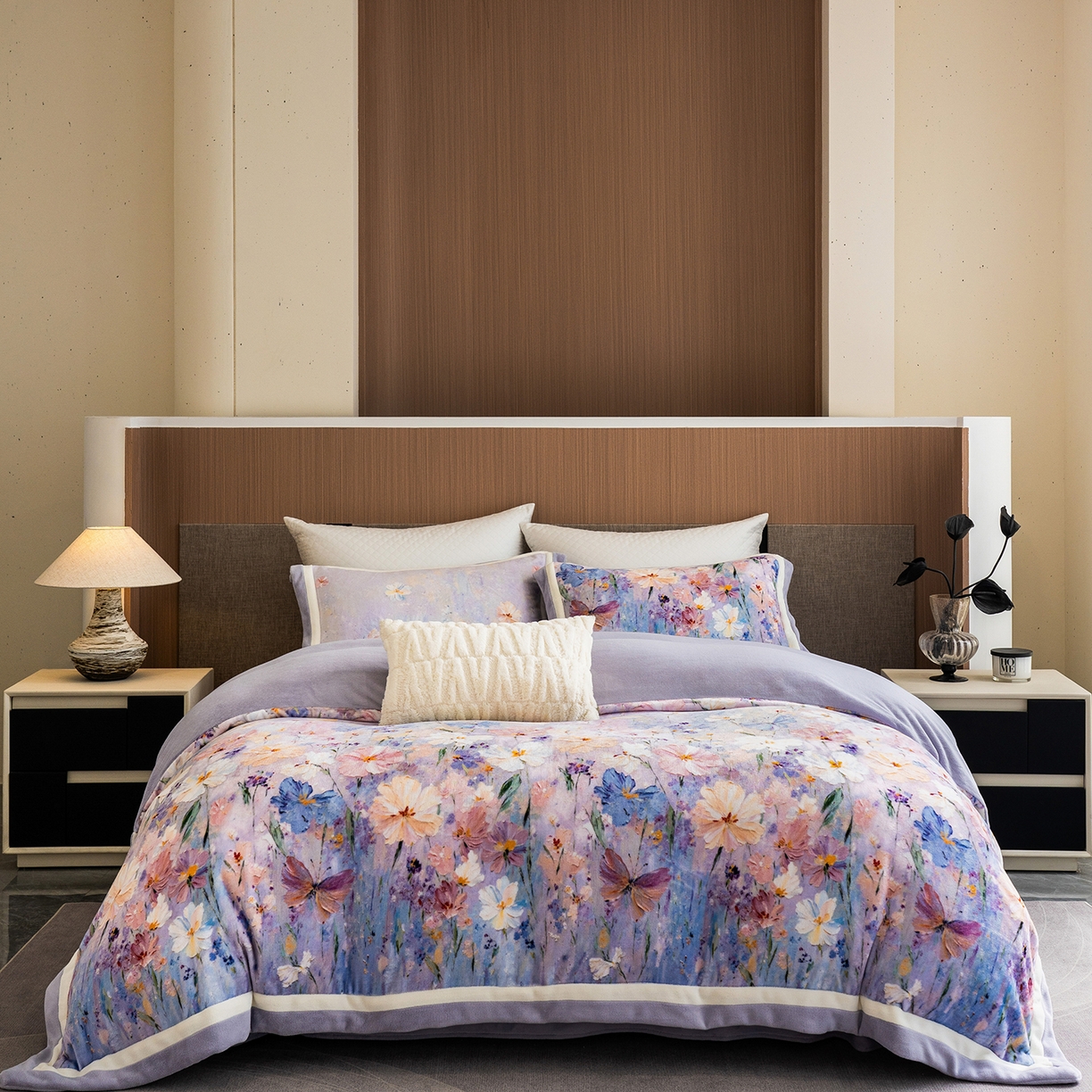 91家纺网 家纺一手货源 找家纺 （总）蓝梦 2025新款全消光数码印花牛奶绒系列四件套