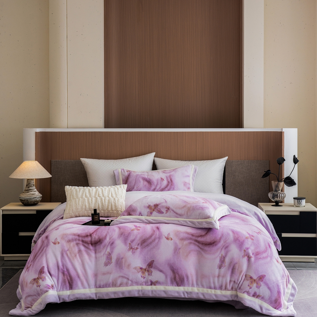 91家纺网 家纺一手货源 找家纺 （总）蓝梦 2025新款全消光数码印花牛奶绒系列四件套