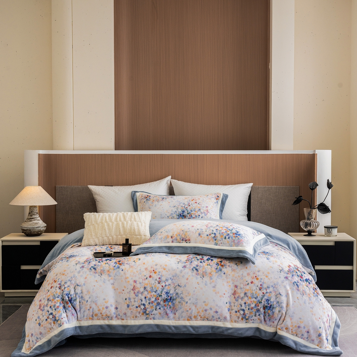 91家纺网 家纺一手货源 找家纺 （总）蓝梦 2025新款全消光数码印花牛奶绒系列四件套