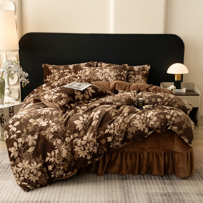 91家纺网 家纺一手货源 找家纺 大麦家纺 25年新款高克重兔毛牛奶绒床盖四件套 罗马假日