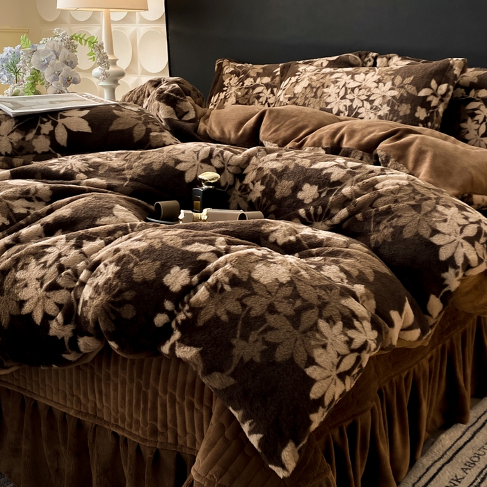 91家纺网 家纺一手货源 找家纺 大麦家纺 25年新款高克重兔毛牛奶绒床盖四件套 罗马假日