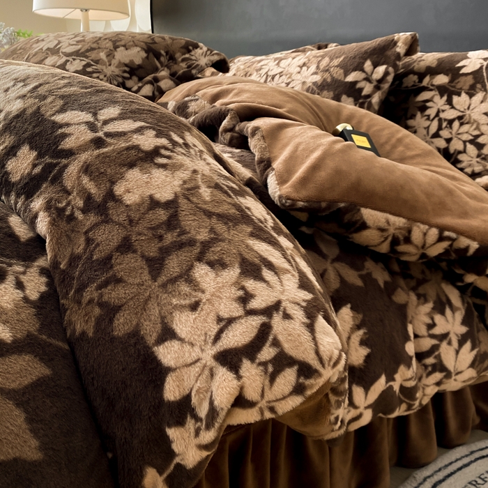 大麦家纺 25年新款高克重兔毛牛奶绒床盖四件套 罗马假日