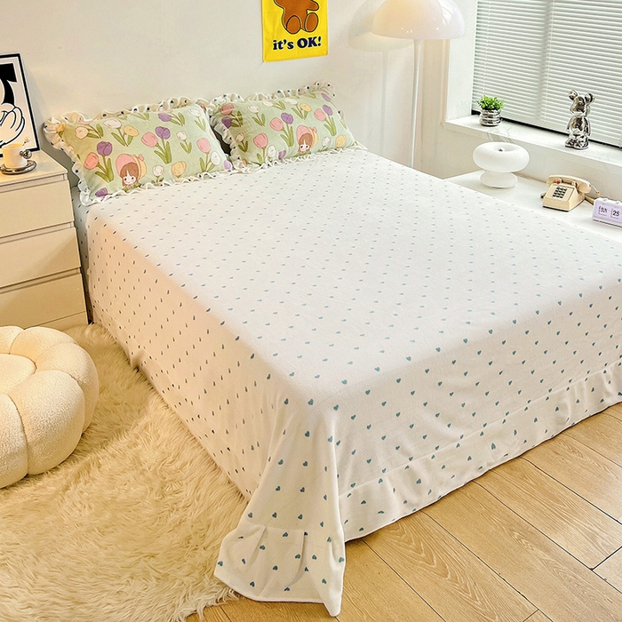 91家纺网 家纺一手货源 找家纺 梵克保罗 2025秋冬新品韩版印花牛奶绒花边款四件套 绿野仙踪