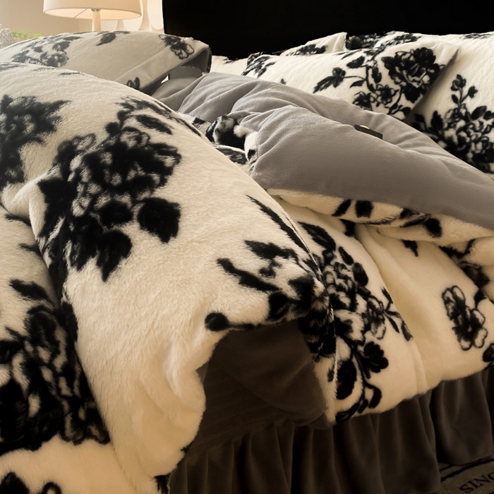 大麦家纺 25年新款高克重兔毛牛奶绒床盖四件套 十里格桑