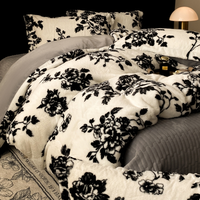 91家纺网 家纺一手货源 找家纺 大麦家纺 25年新款高克重兔毛牛奶绒床盖四件套 十里格桑