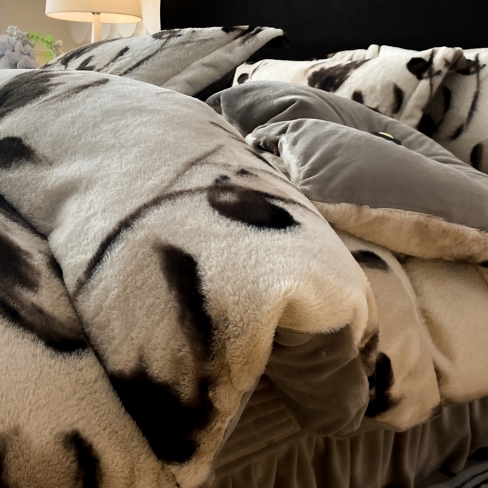 大麦家纺 25年新款高克重兔毛牛奶绒床盖四件套 幽若花园